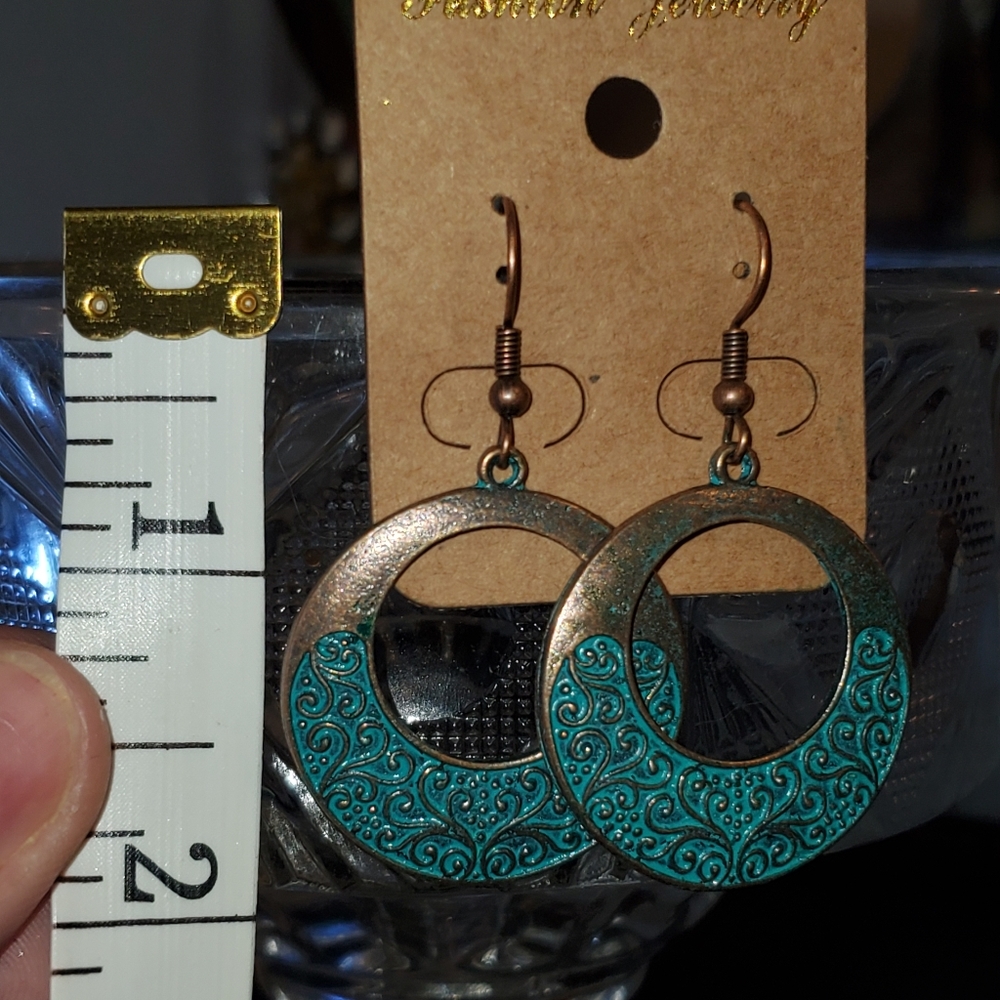 Copper tone and turquoise bohemian earrings